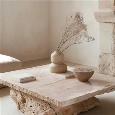 Mesa de té de travertino